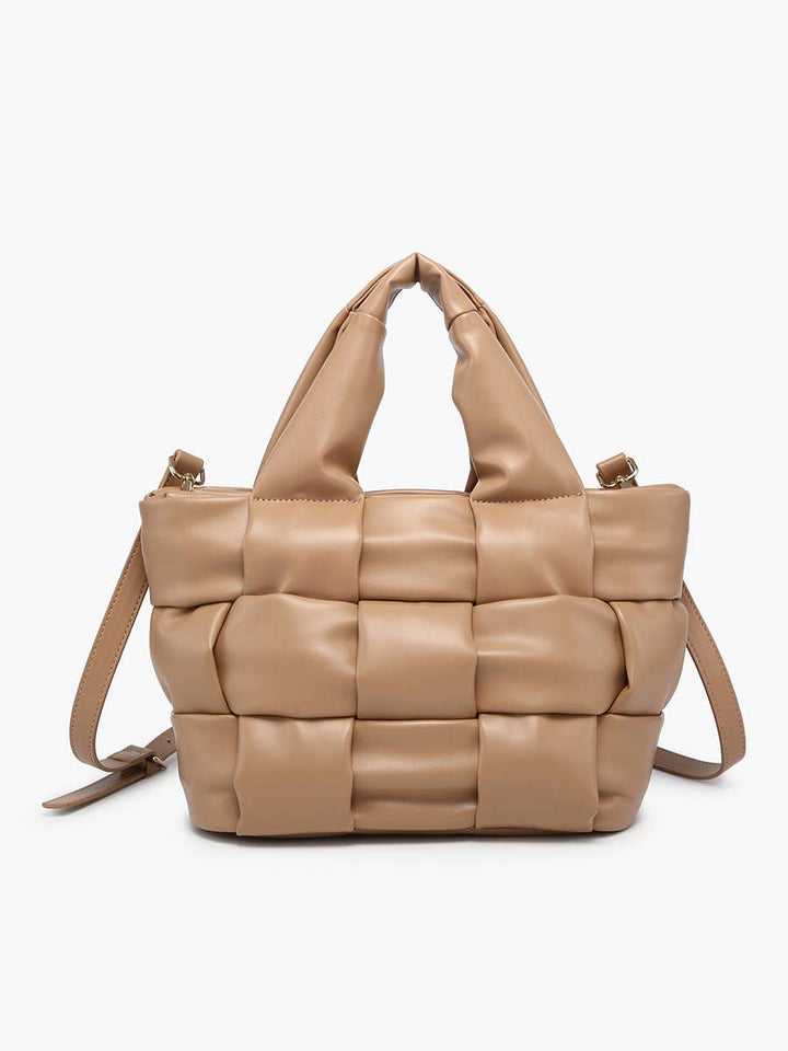 EH2572 Magdelena Woven Small Tote w/ Crossbody Strap: Brick