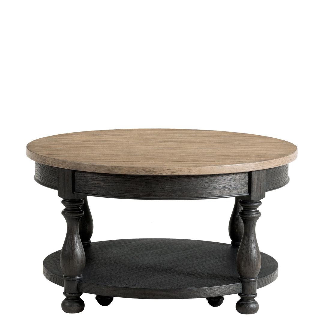 Barrington Two Tone - Round Coffee Table - Antique Oak / Matte Black