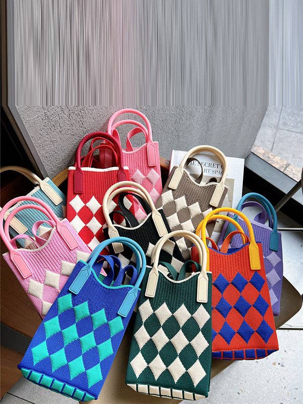 Houndstooth Split-Joint Bags Crossbody Bags Handbags: NAVY BLUE / One_size