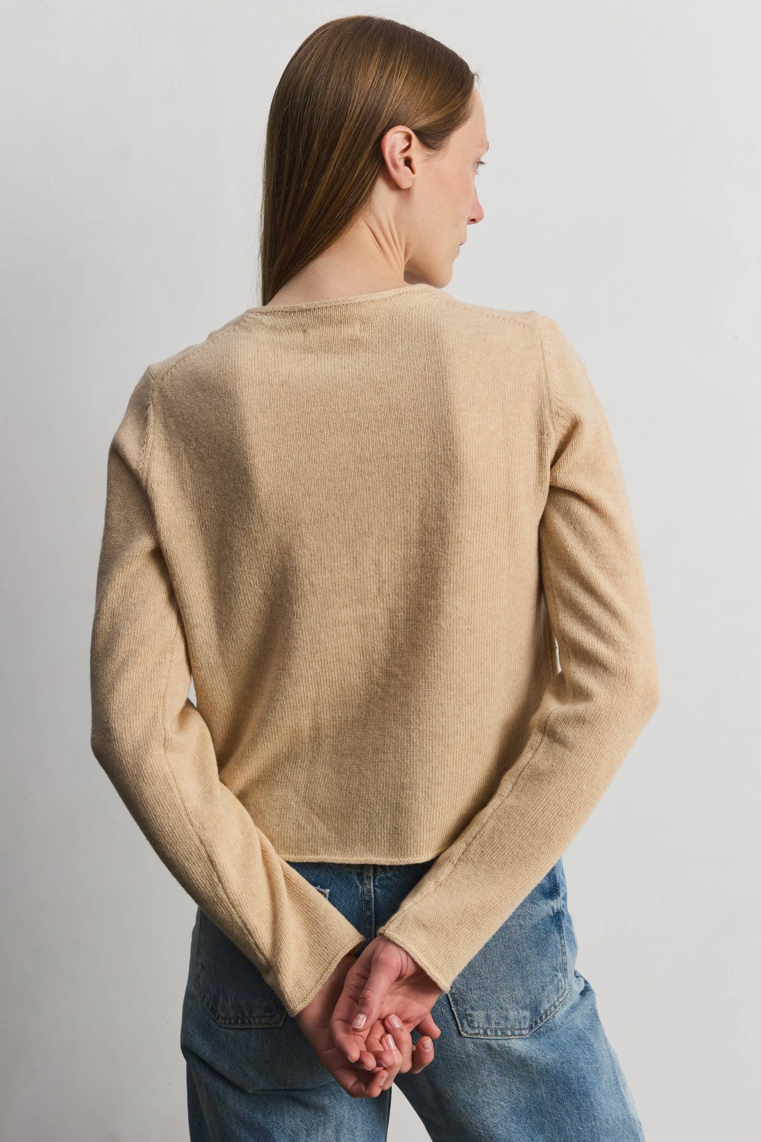 The Molly Cardigan | Lightweight Cropped Cardigan: SAND / SMALL
