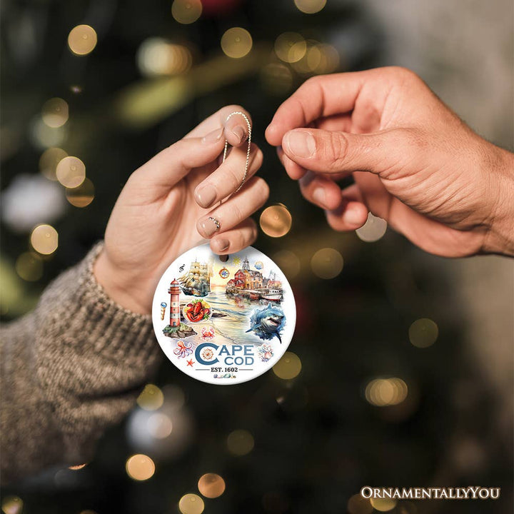 Artistic Cape Cod Exhibit Ornament, Massachusetts Souvenir