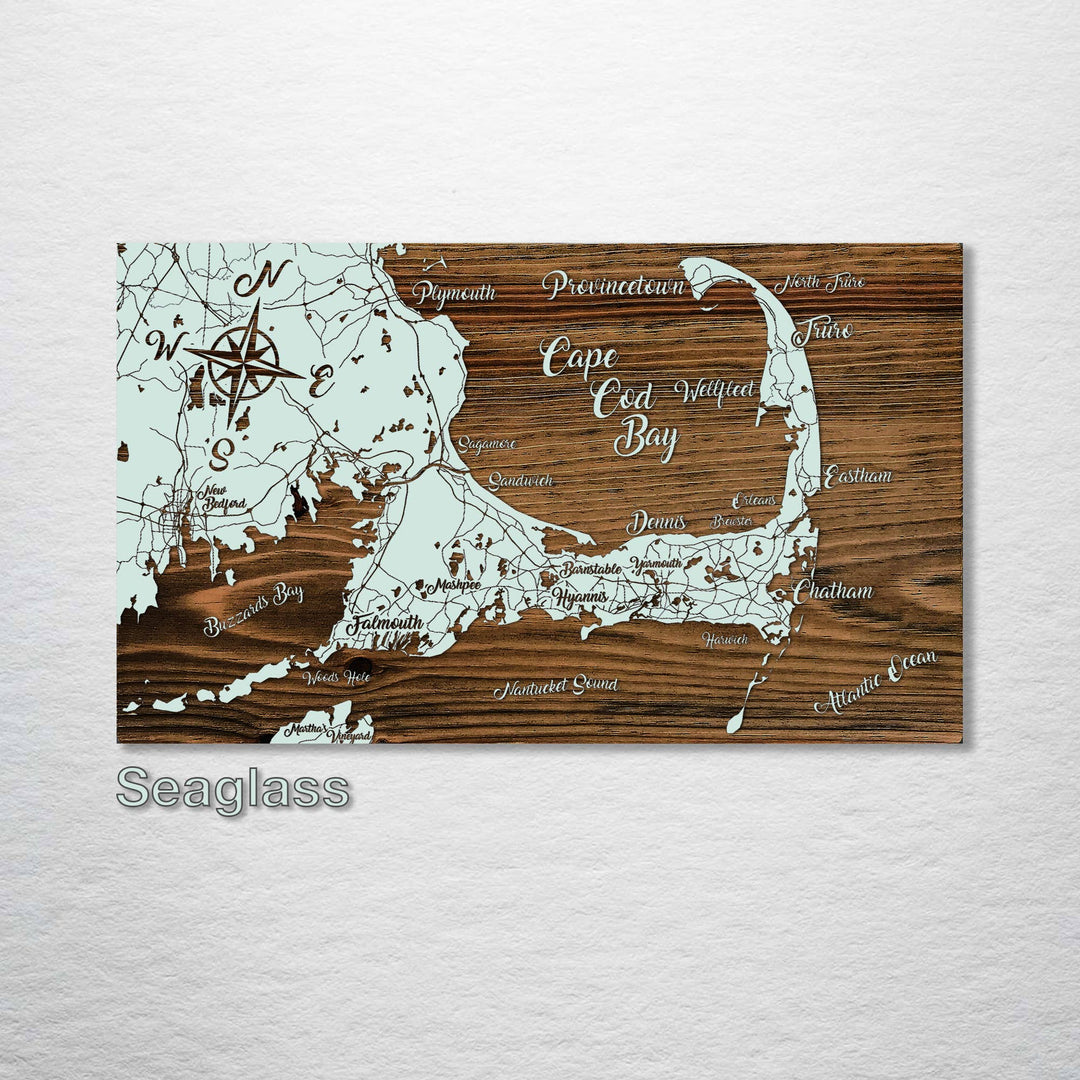 Massachusettes: Cape Cod Bay Map: Lunar Surface / Small (11.25" x 19")