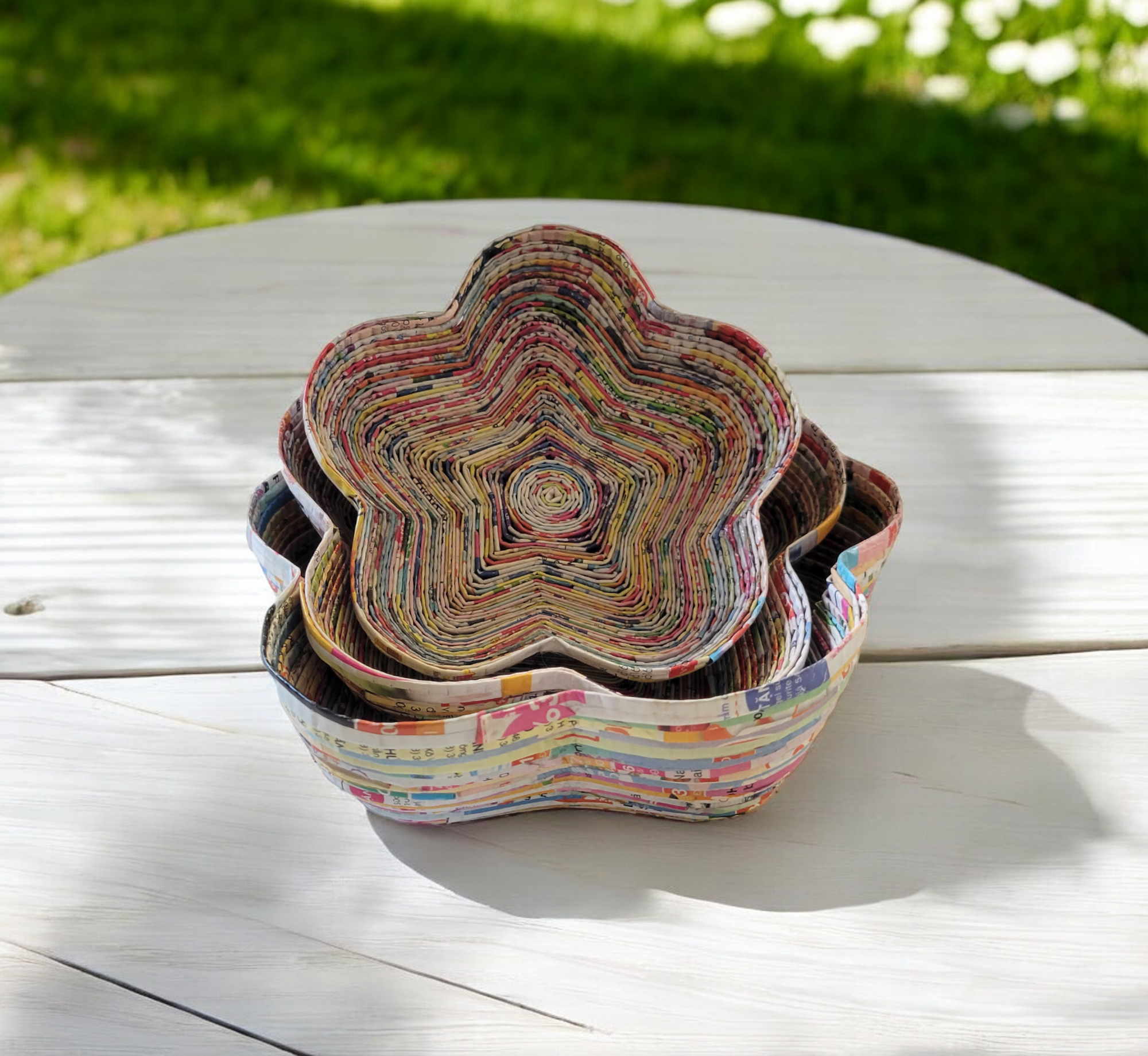Flower Dish - Set Of 3 - Recycled Paper: Single