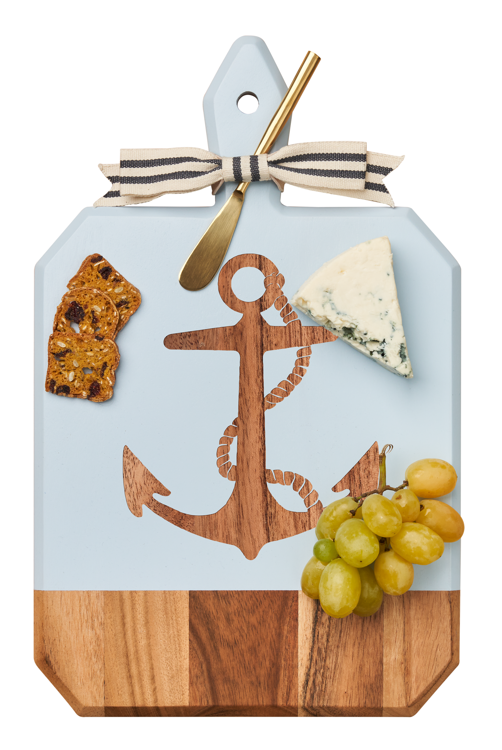 Acacia Heirloom Board w/ Handle Rectangle in Light Blue Color | Anchor | 16 x 10"