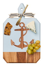 Acacia Heirloom Board w/ Handle Rectangle in Light Blue Color | Anchor | 16 x 10"