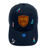 Cape Cod Coastal Embroidered Baseball Cap, Nautical Anchor Sailboat Beach Hat for Ocean Lovers