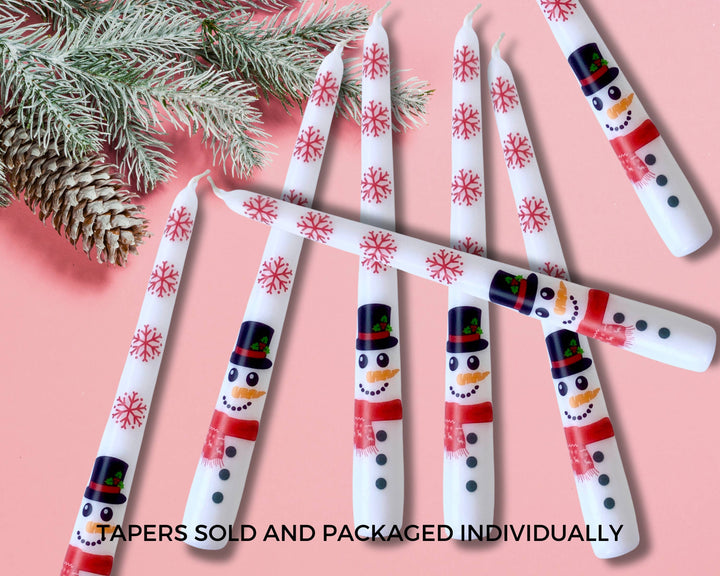 Snowman Christmas Taper Candle, Holiday Snowman Candlesticks