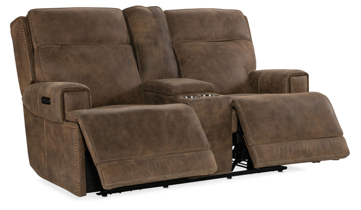 Wheeler - Power Console Loveseat With Power Headrest - Dark Brown