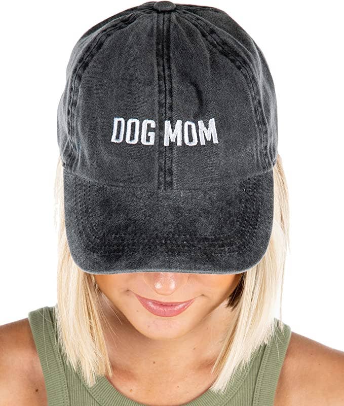 Dad Hat - Dog Mom Block Letters (Black)