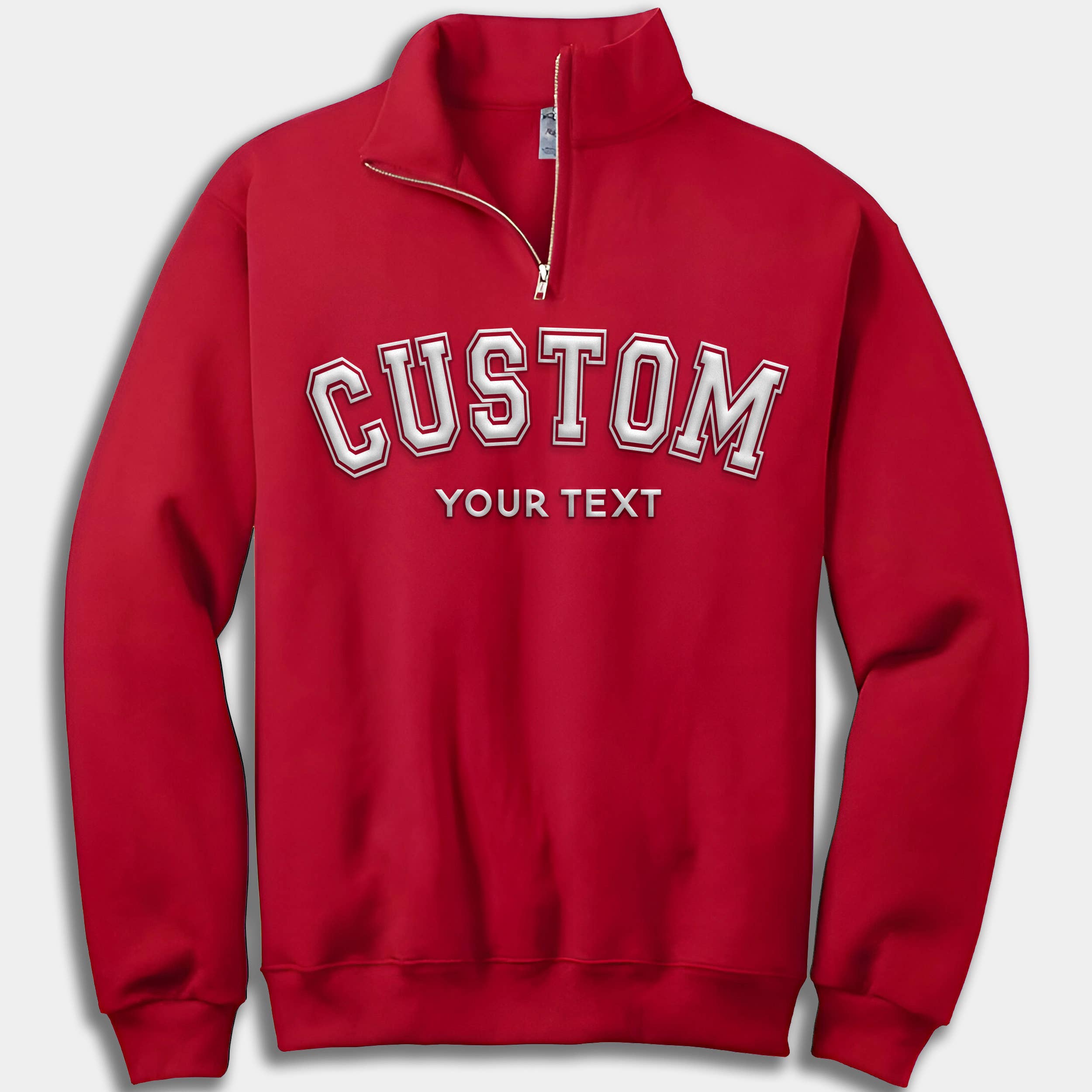 CUSTOM Unisex Puff Print Quarter Zip Sweatshirt: Black / XL