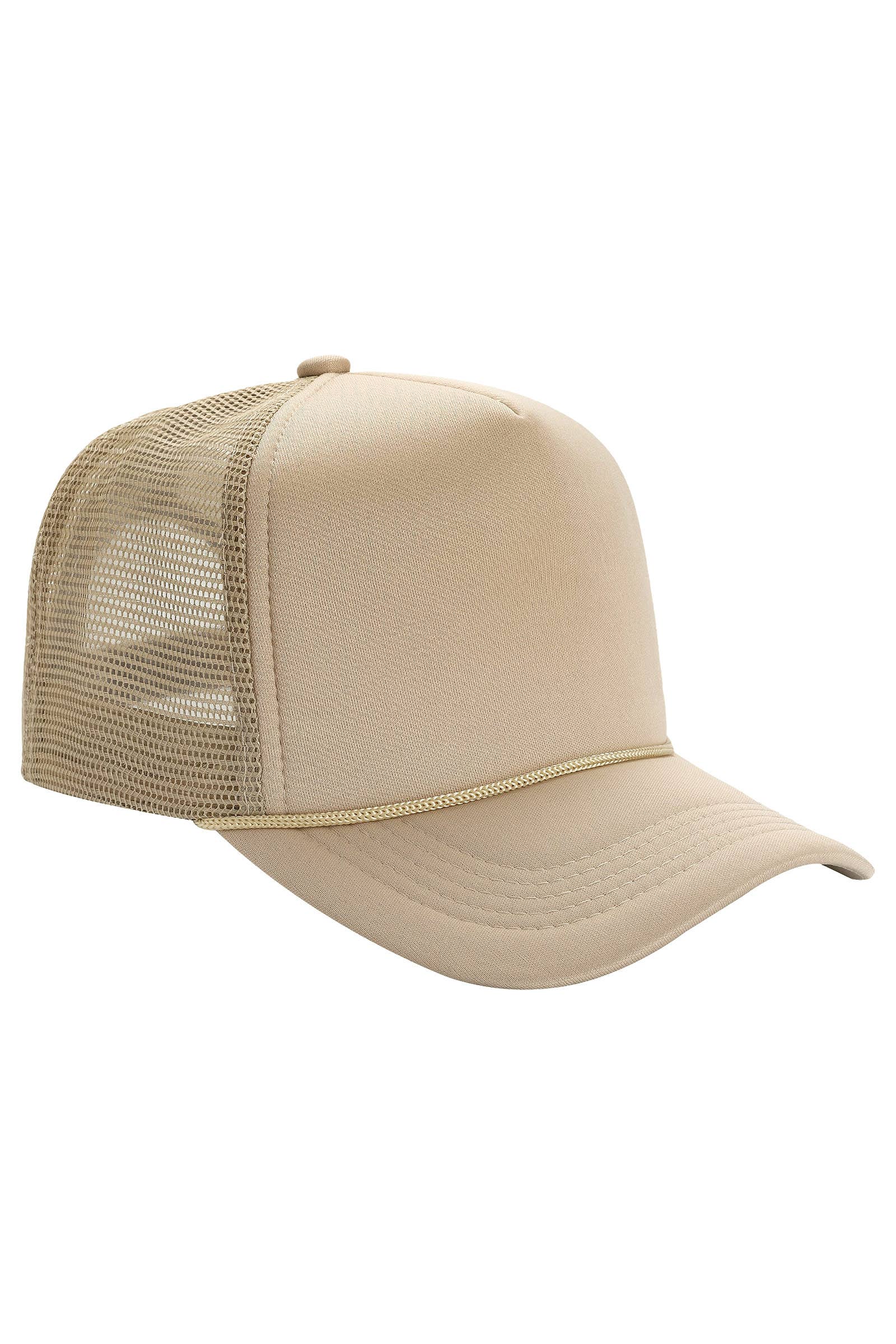 Solid Five Panel Foam Trucker Hat: PINK / ONE SIZE