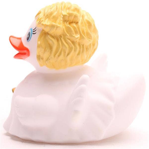 Bath duck angel with blond hair - rubber duck