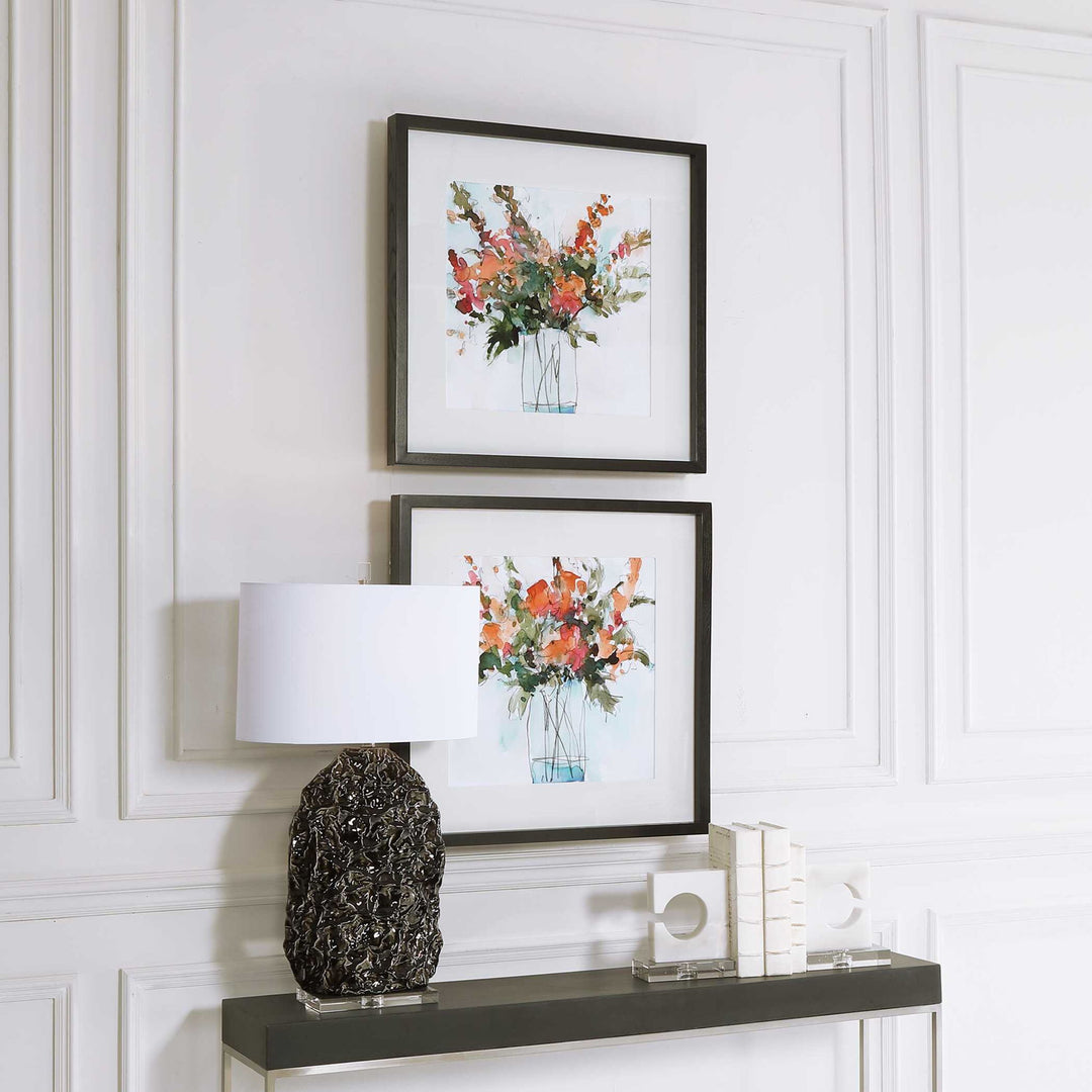 Fresh Flowers - Watercolor Prints (Set of 2) - Beige