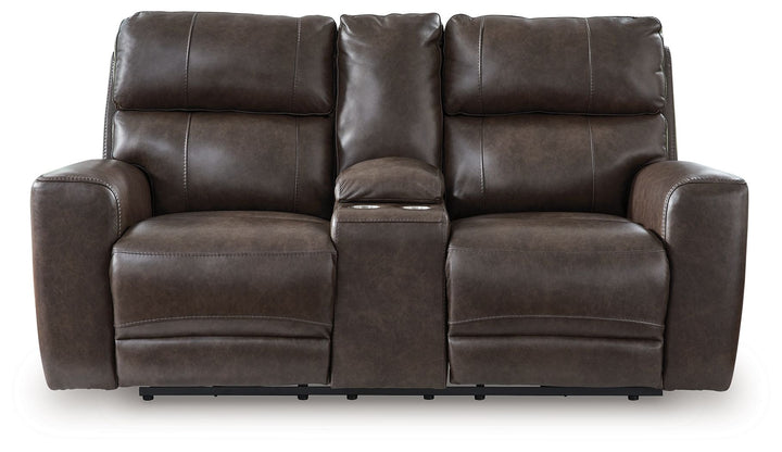 Crossplex - Smoke - Power Recline Loveseat / Console / Adjustable Headrest