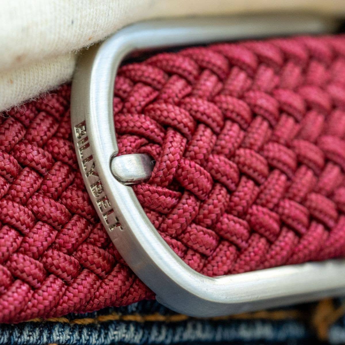 Garnet elastic braided belt: Size 1