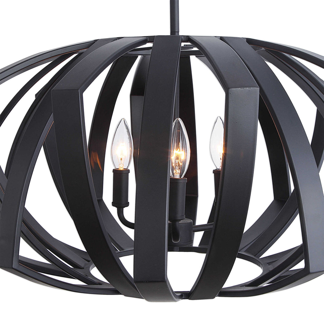 Thales - Geometric 3 Light Pendant - Black