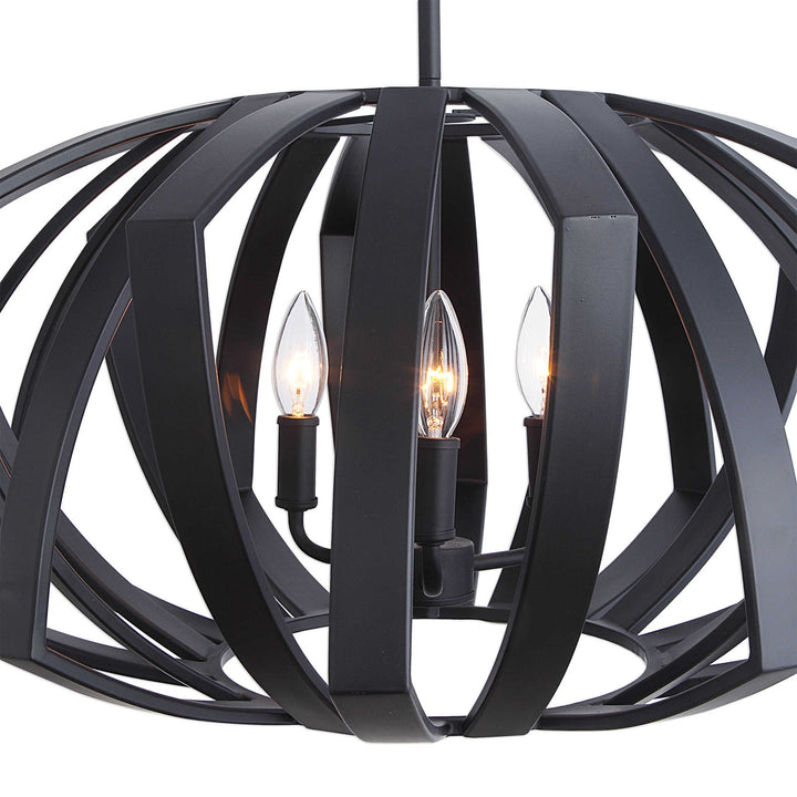 Thales - Geometric 3 Light Pendant - Black