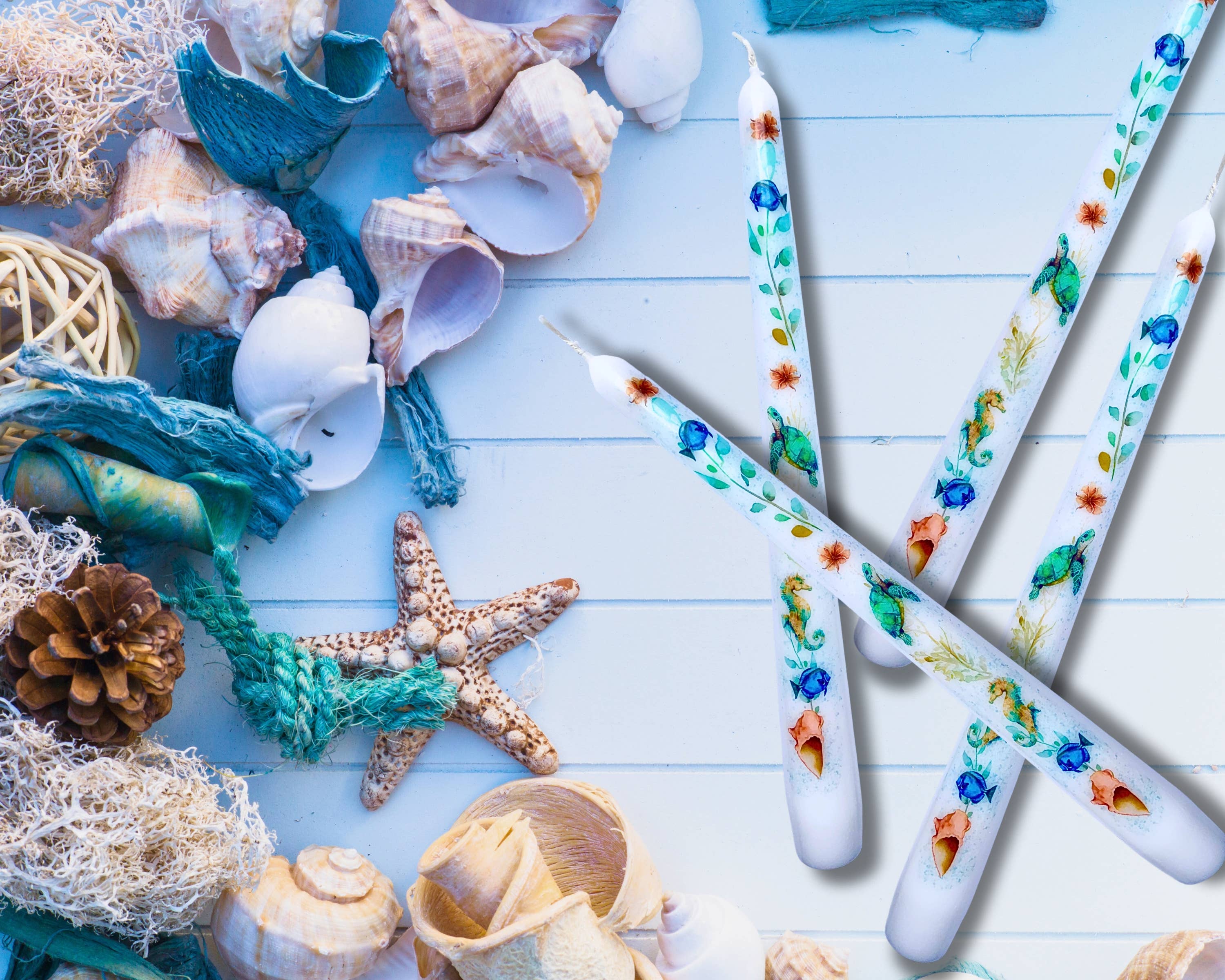 Coastal Candle Decor, Beach House Candle, Nautical Decor