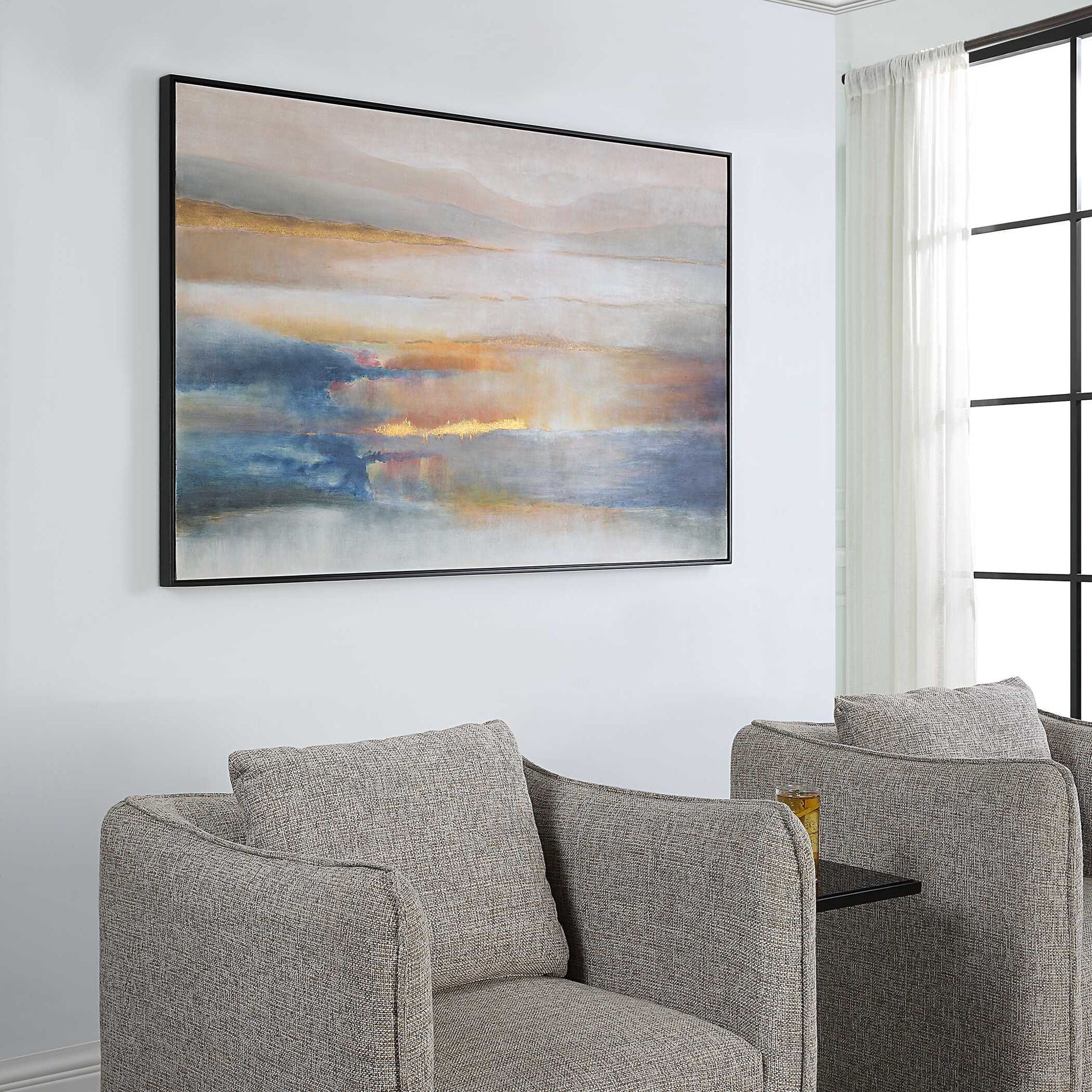 Seafaring Dusk - Hand Painted Abstract Art - Beige