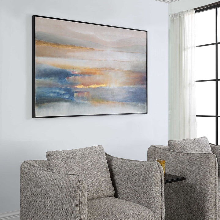 Seafaring Dusk - Hand Painted Abstract Art - Beige
