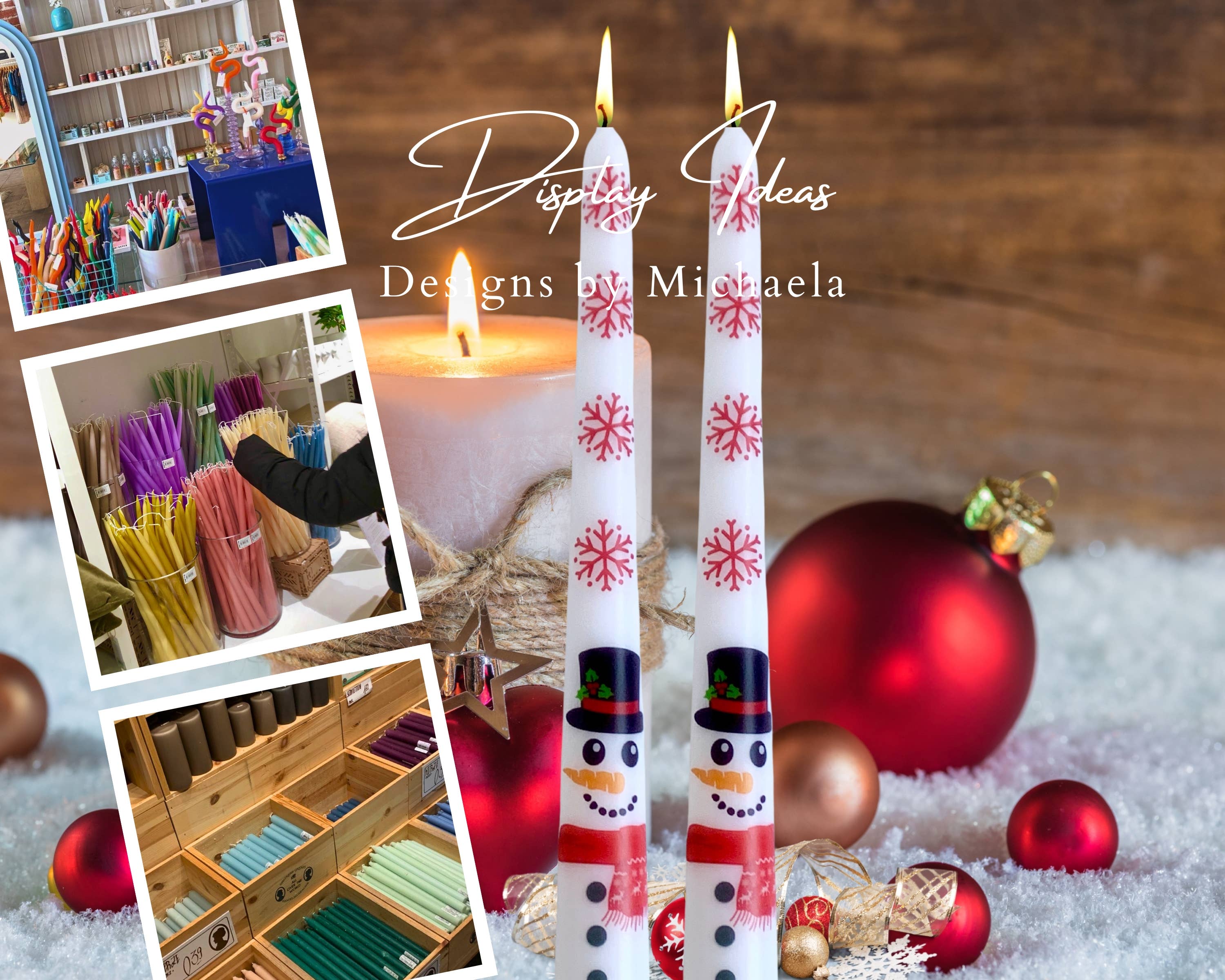 Snowman Christmas Taper Candle, Holiday Snowman Candlesticks