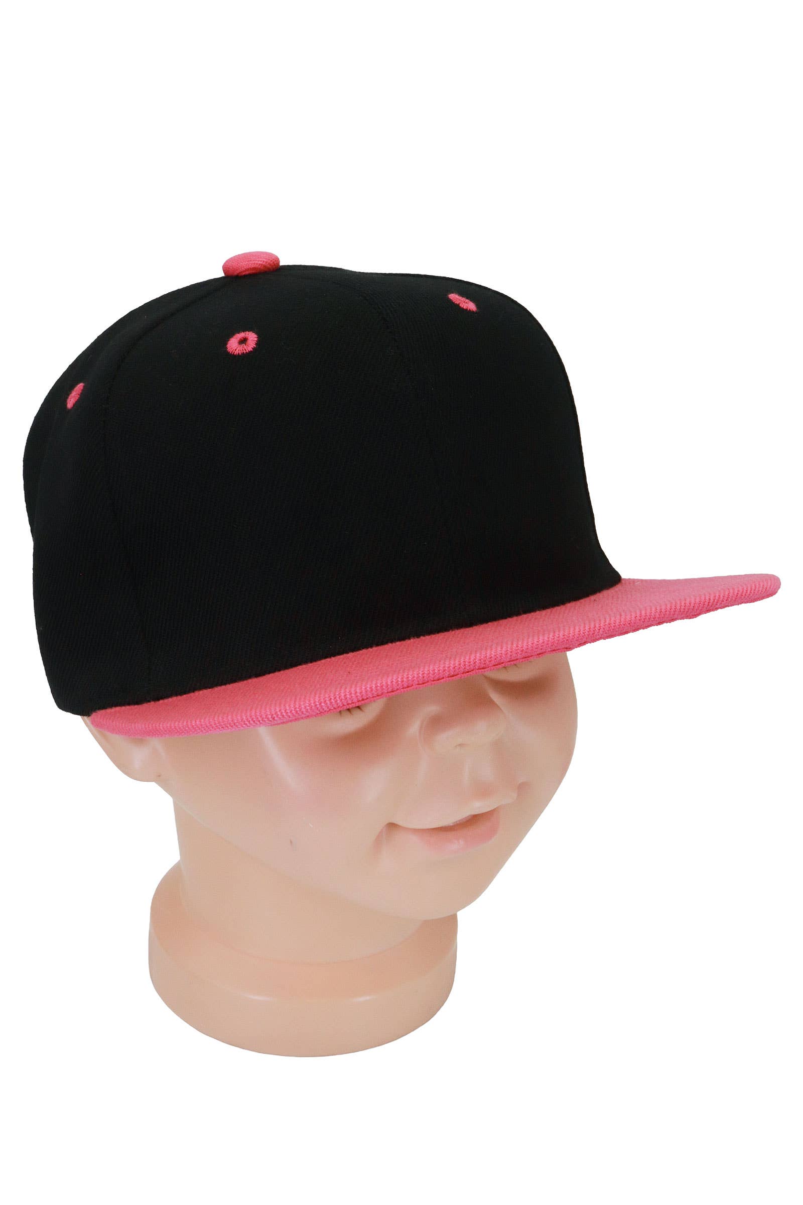 Kids Two Tone Blank Snapback Flat Brim Cap