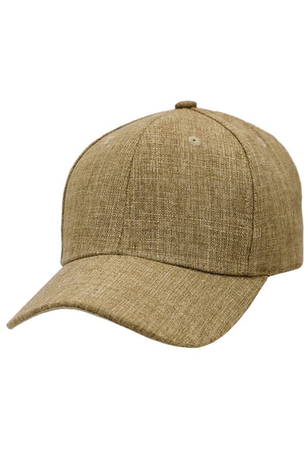 Jute Fabric Six Panel Snap Back Baseball Cap