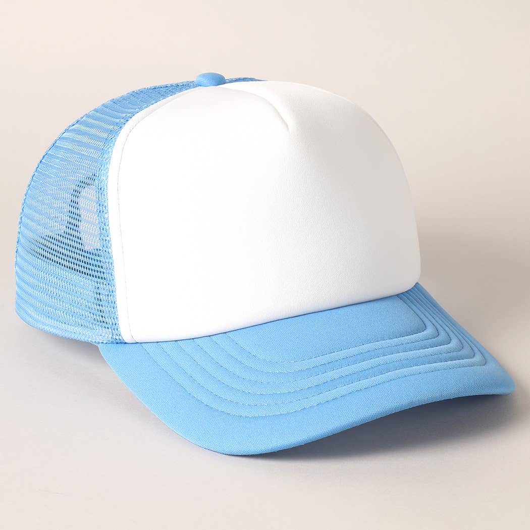White Foam Front Colored Mesh Back Trucker Hat