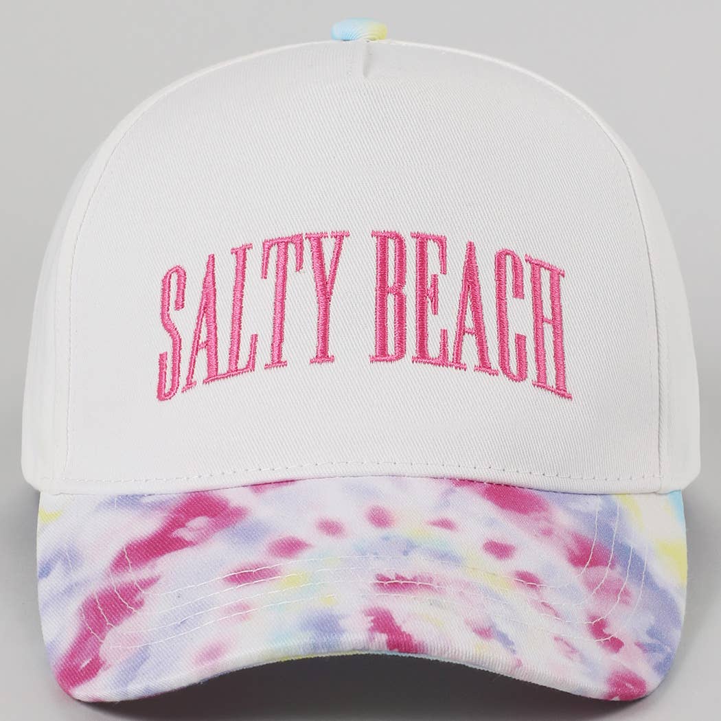 SALTY BEACH Embroidery Tie Dye Pattern Trucker Hat
