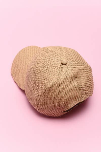 SUMMER WOVEN STRAW BASE BALL CAP  40HW604: BLACK