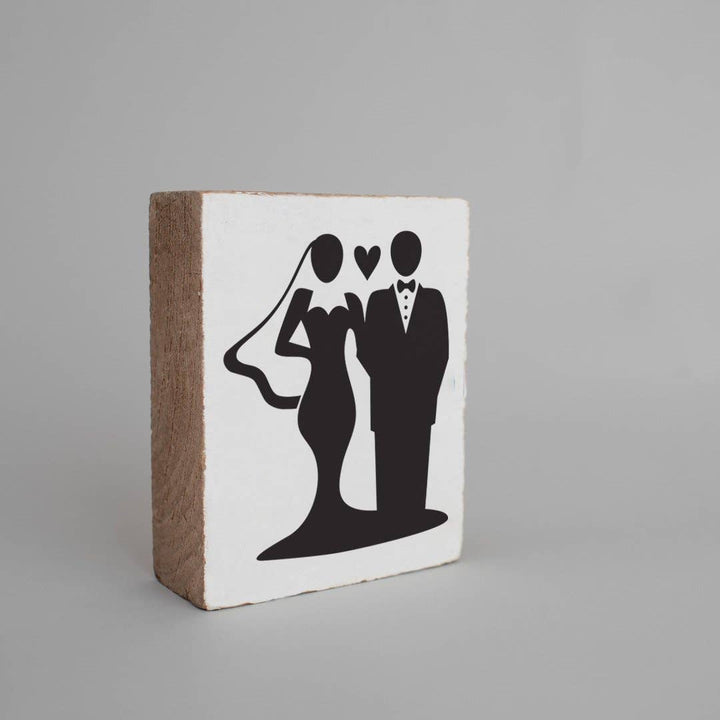 Bride + Groom Decorative Wooden Block