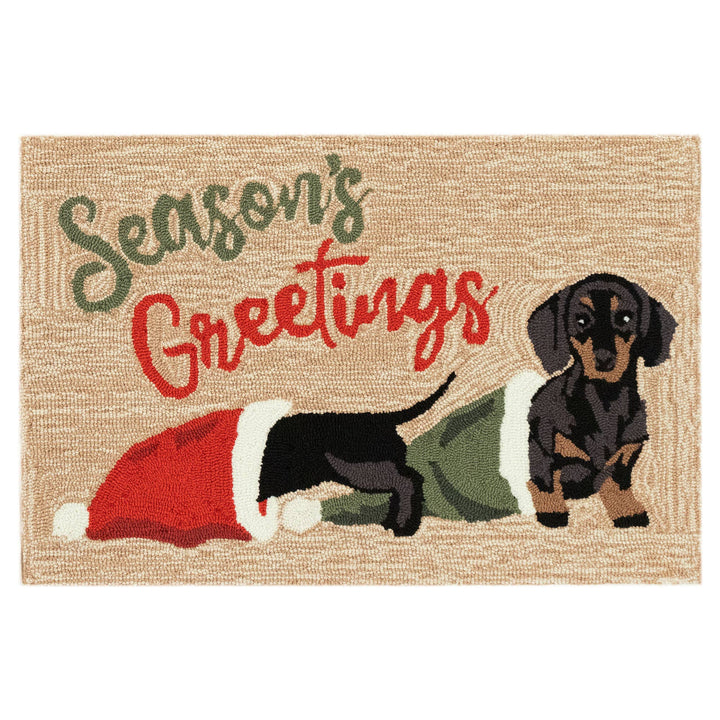 Frontporch Dachsund Greeting Indoor/Outdoor Rug: Neutral / Polyester; Acrylic / 1'8" x 2'6"