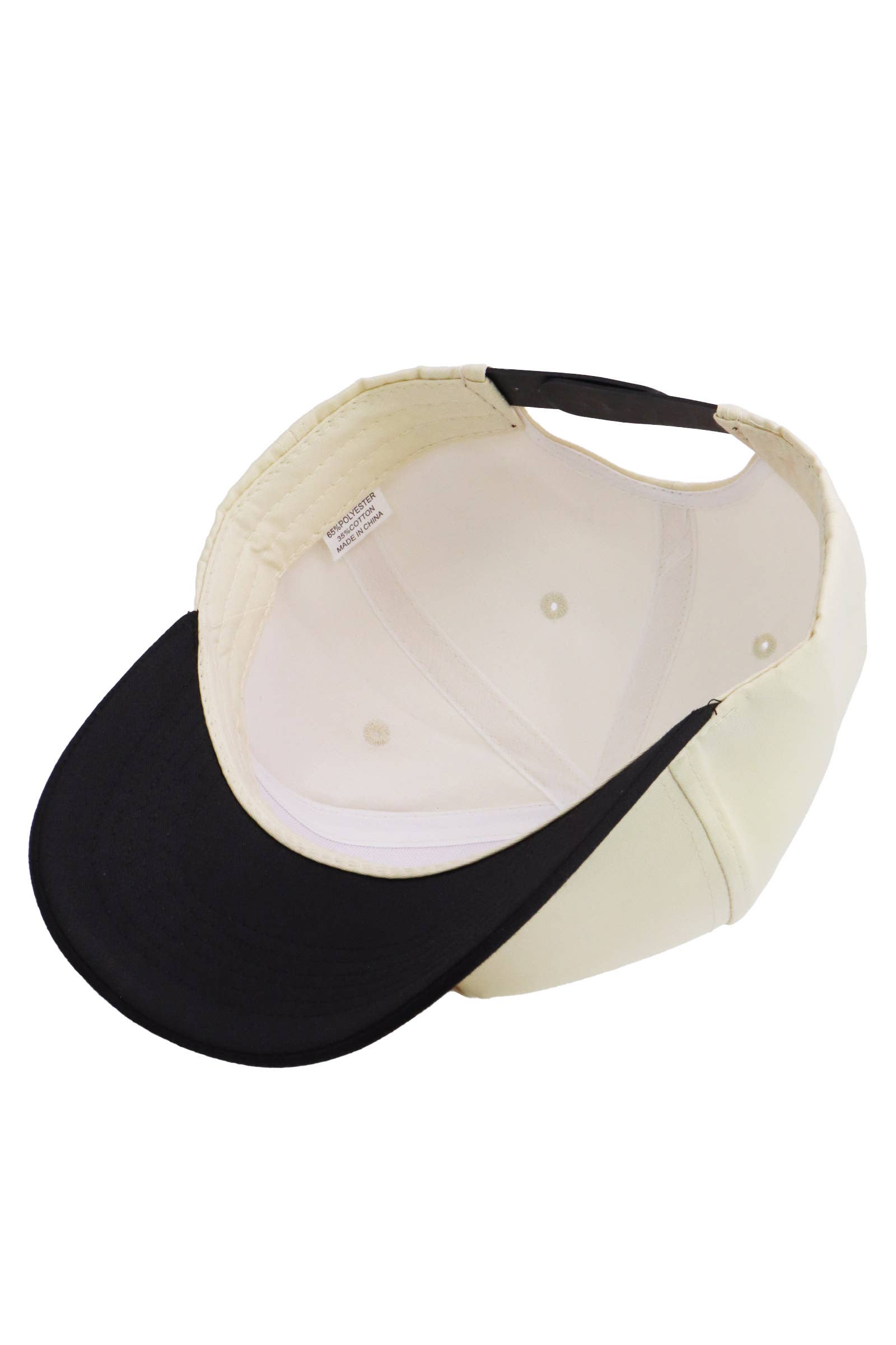Two Tone Beige Upper Five Panel Baseball Cap: Beige/Black / One Size