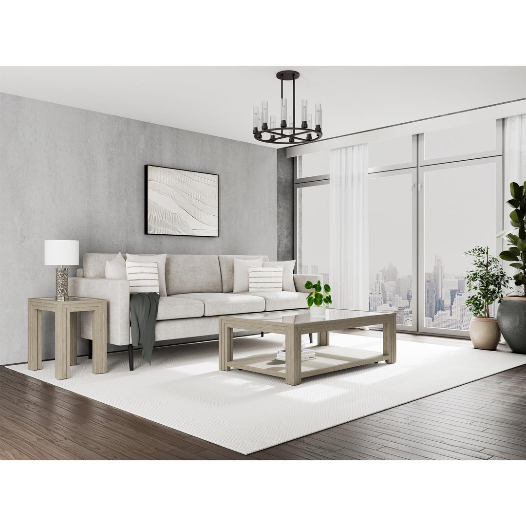 Wilde - Rectangular Glass Top Coffee Table - Light Brown