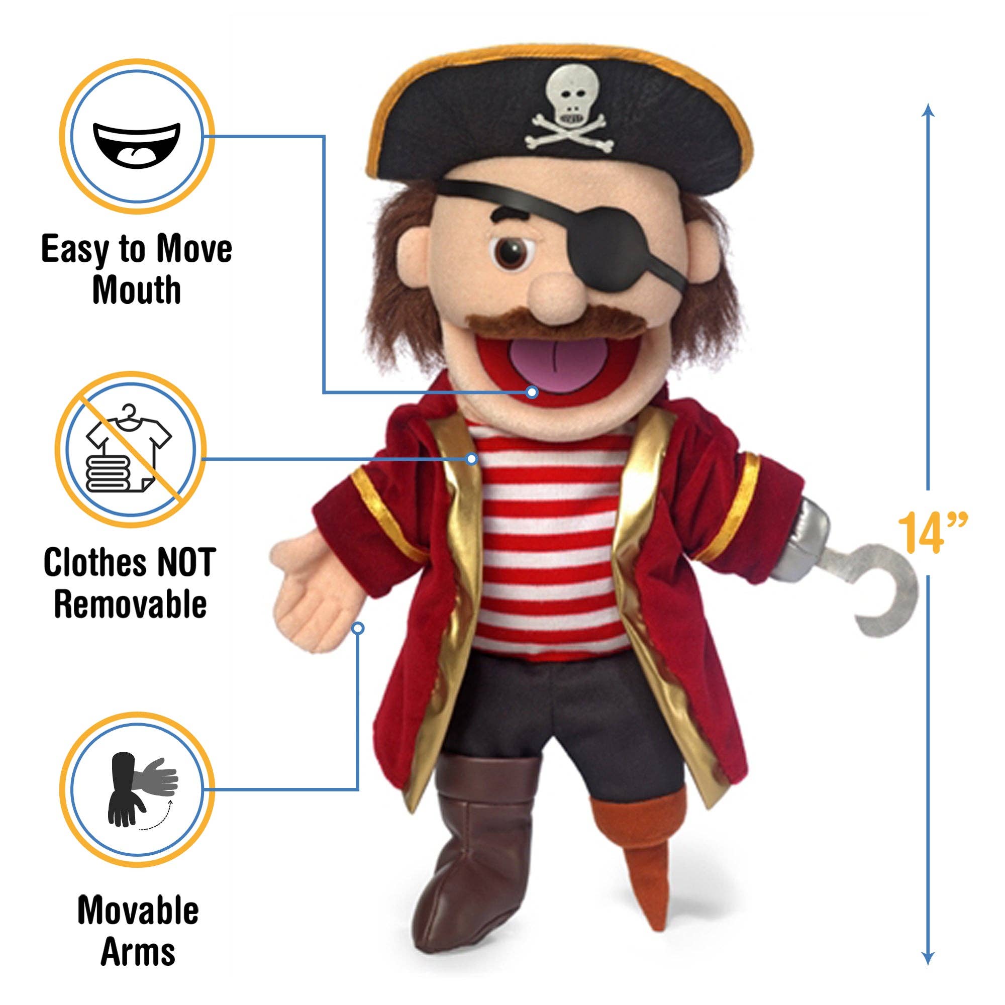 Silly Puppets Pirate with Peg Leg (14")