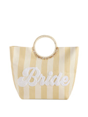 "BRIDE" STRIPE TOTE,NATURAL