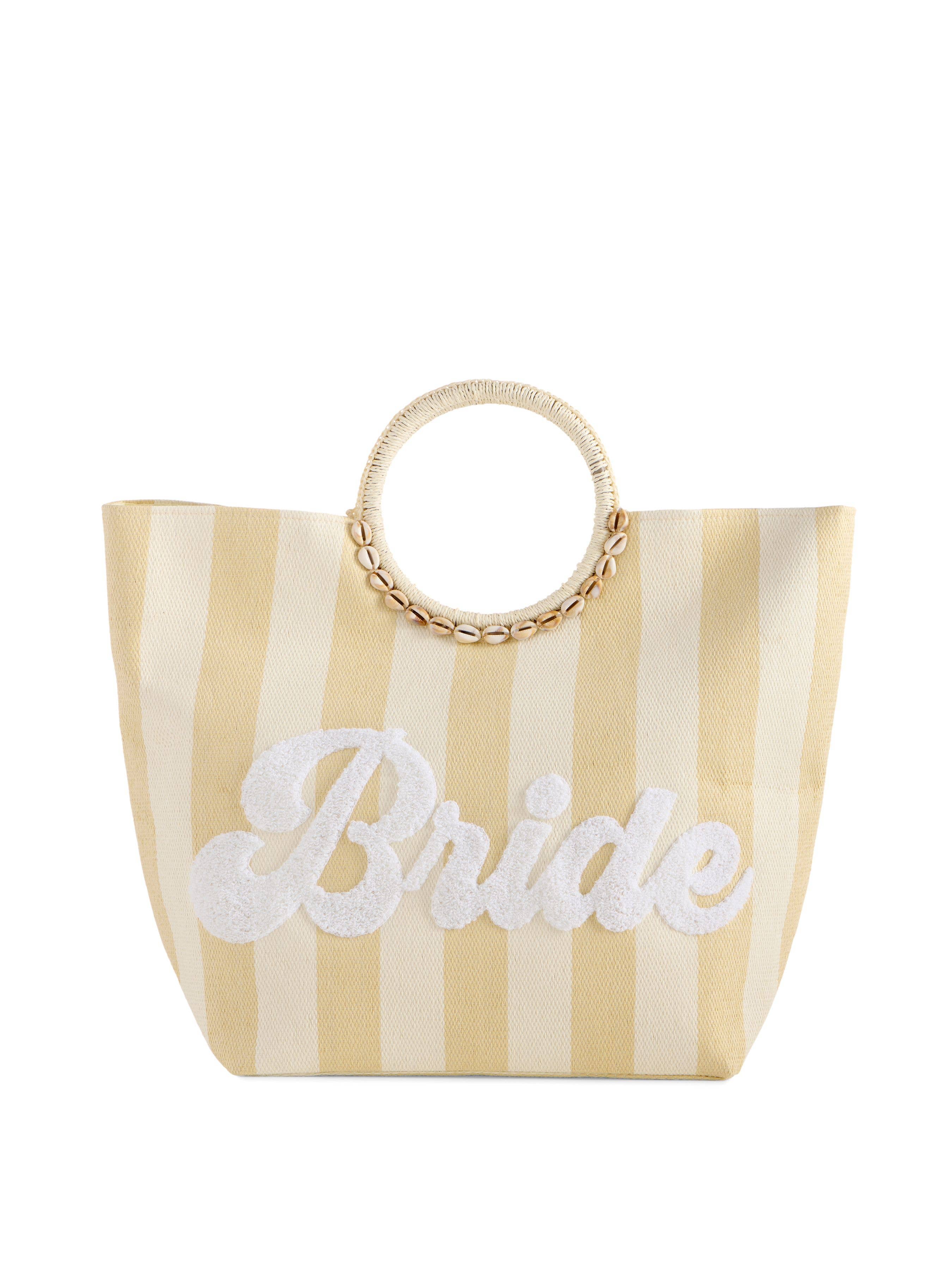 "BRIDE" STRIPE TOTE,NATURAL