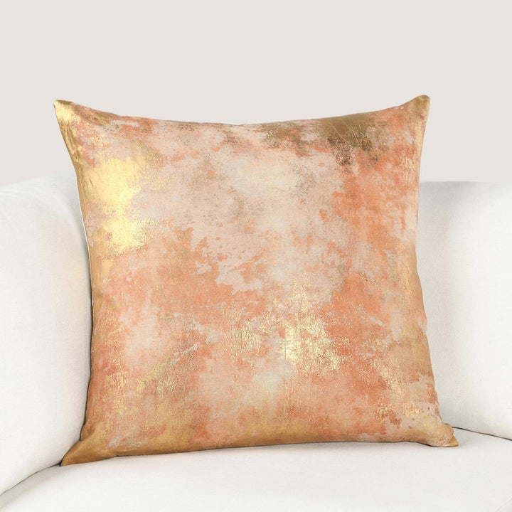Radiant Oasis - 22" x 22" Onara Pillow - Burnt Orange / Gold