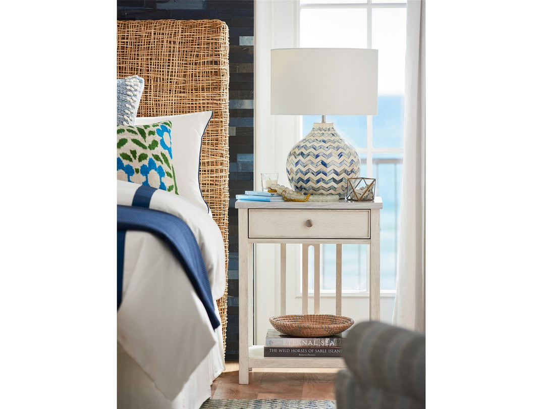 Escape - Bedside Table With Stone Top - Pearl Silver