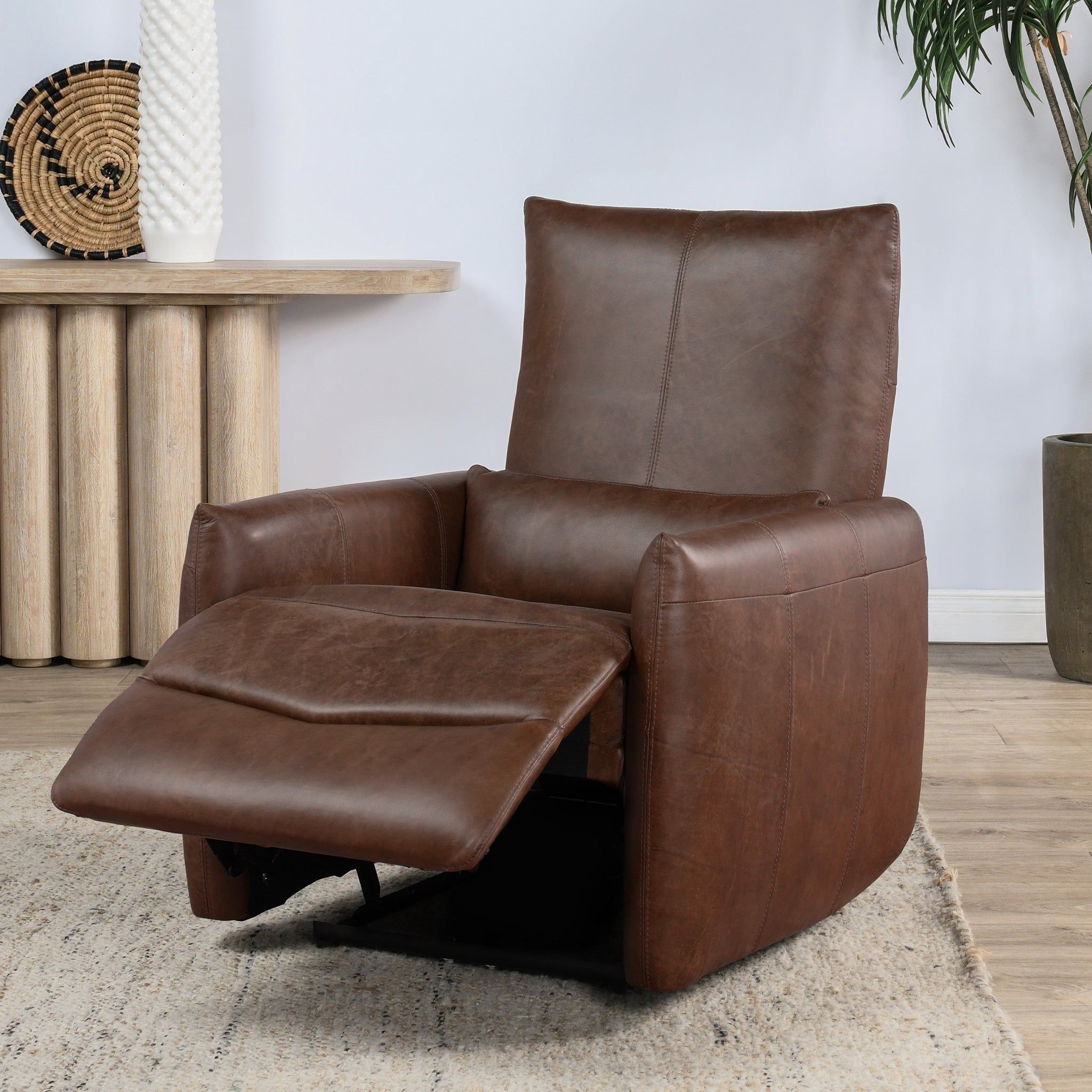 Thaya - Leather Power Recliner - Antique Brown