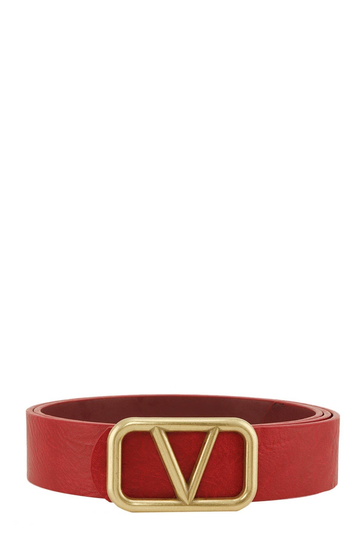 METAL V BUCKLE LEATHER BELT