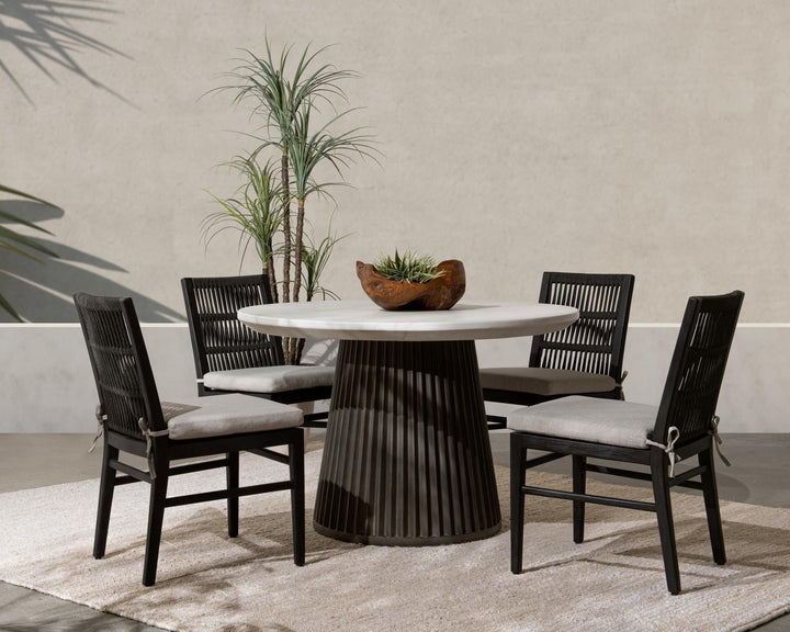 Caspia - 47" Outdoor Round Dining Table - White / Dark Gray