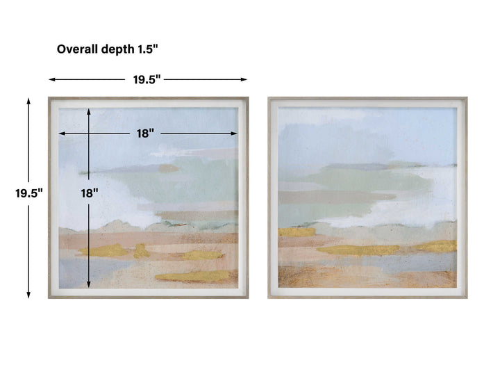 Abstract Coastline - Framed Prints (Set of 2)