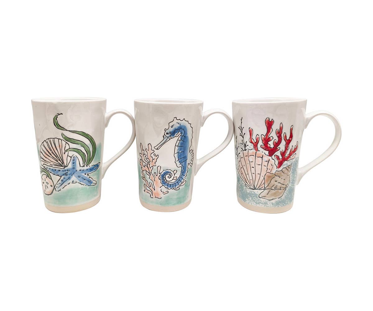 AQUATIC TIDE WATERCOLOR 18OZ MUG, 3 ASST