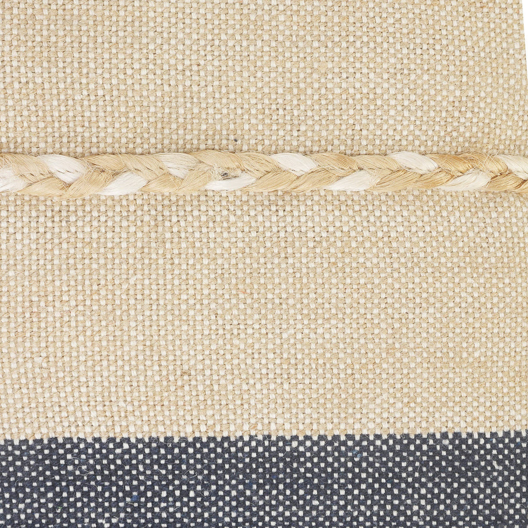 Atlantis Denim Blue and Taupe Throw Pillow with Jute: 20" x 20" / Poly Filled