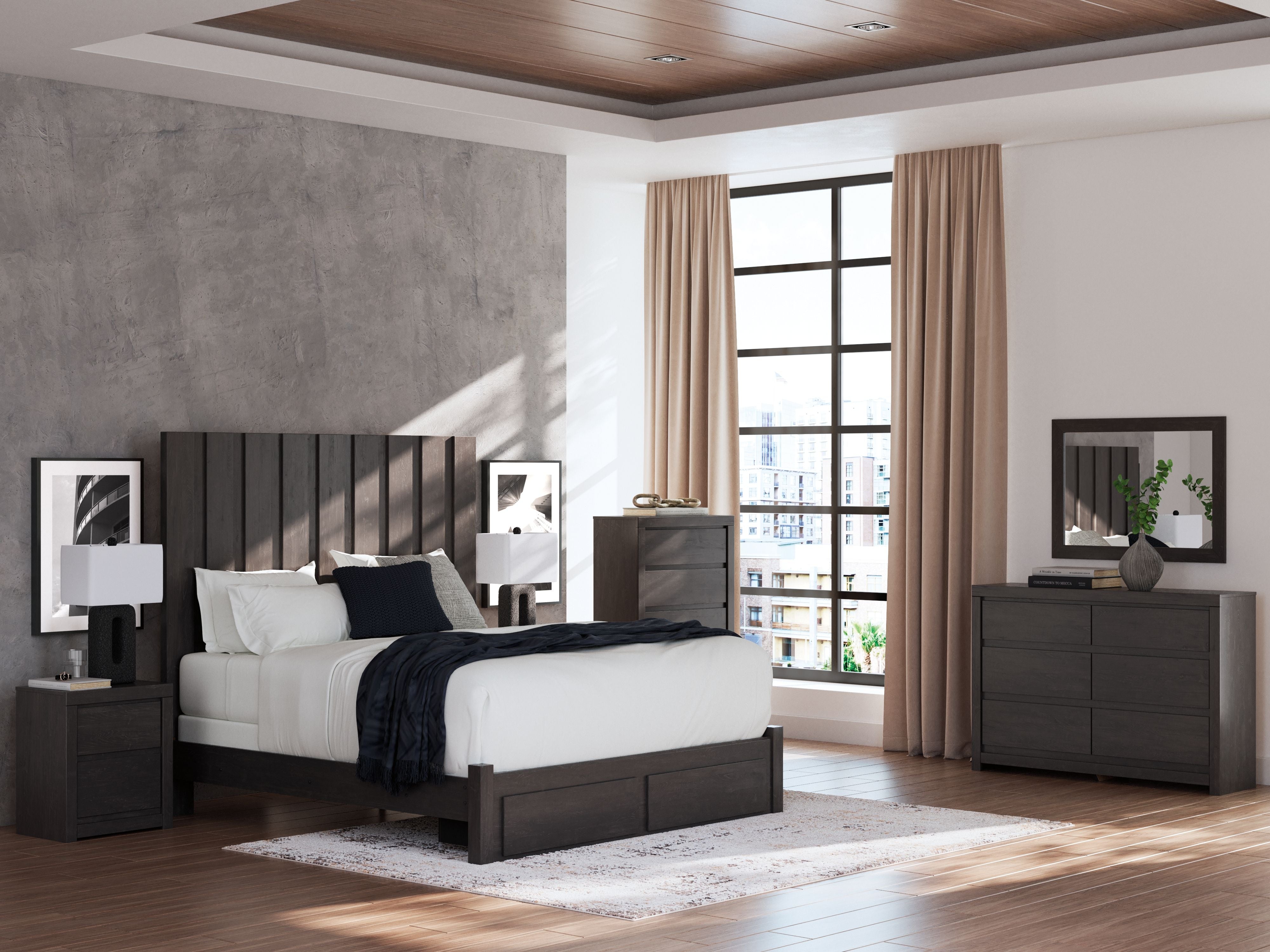 Fraluna - Two Drawer Night Stand - Charcoal