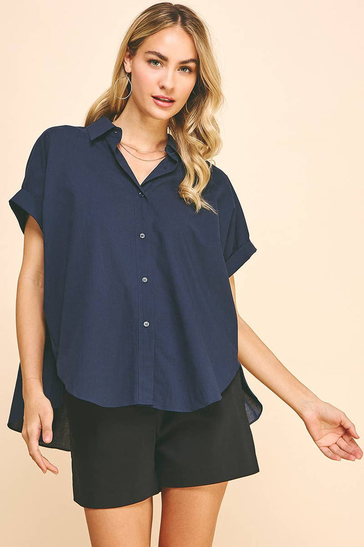 BUTTON DOWN WOVEN SHIRTS - INK: S