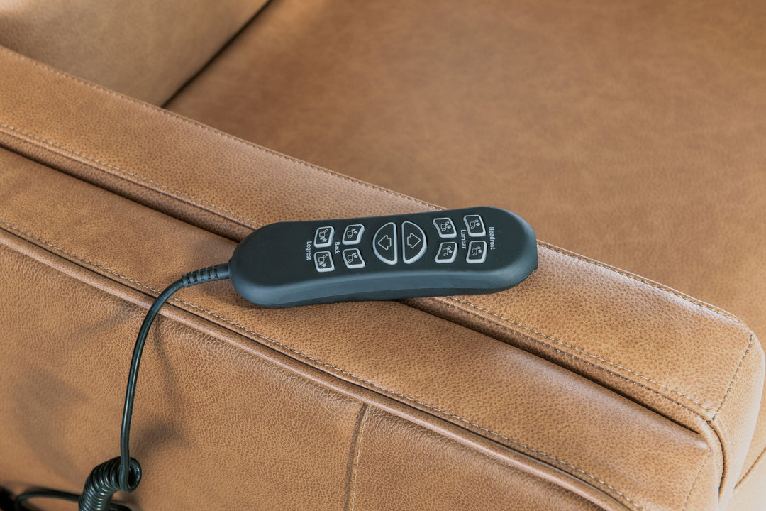 Thyme - Power Recliner With Power Headrest, Lumbar, and Lift - Light Brown