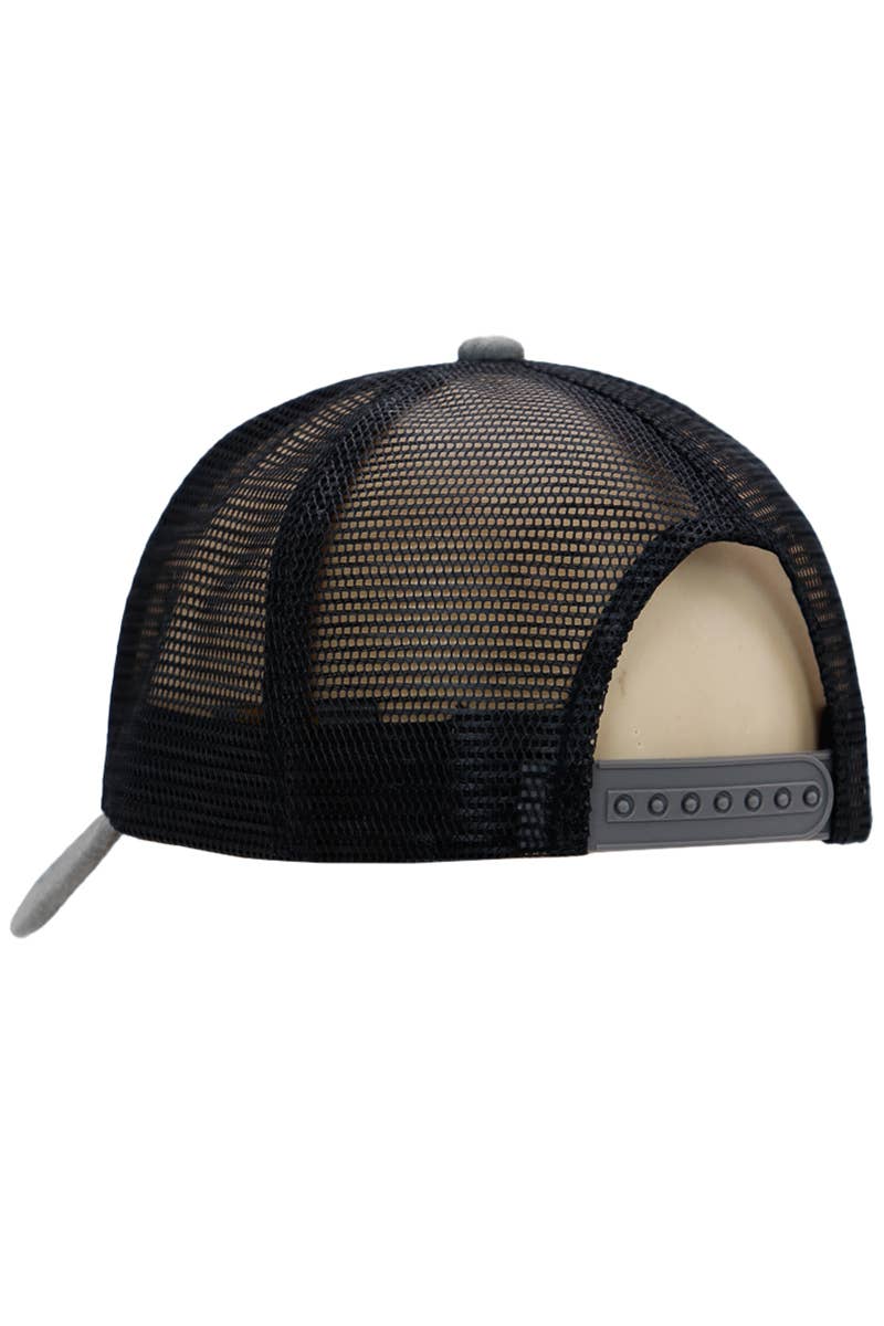 Premium Heather Twill High Profile Trucker Hat: Charcoal/Black