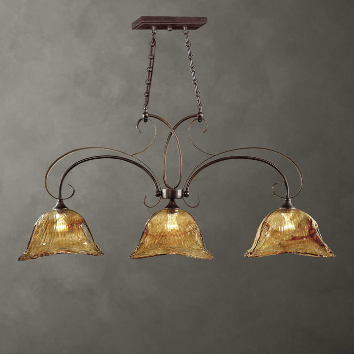 Vetraio - 3 Light Kitchen Island Light - Bronze